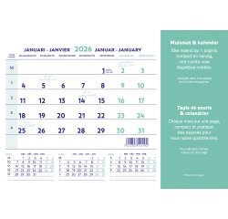Tapis souris + calendrier mensuel millésimé 2026 - 23 x 18 cm