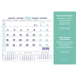 Tapis souris + calendrier mensuel millésimé 2026 - 23 x 18 cm