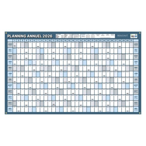Planning annuel 2026 - effaçable - 60 x 99 cm