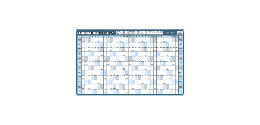 Planning annuel 2027 - effaçable - 60 x 99 cm