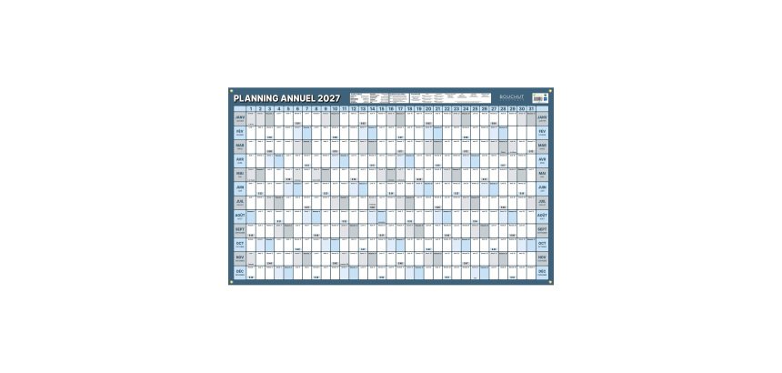 Planning annuel 2027 - effaçable - 60 x 99 cm