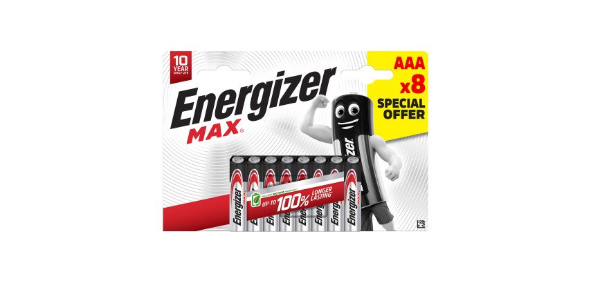 Energizer Max - Pack of 8 AAA/LR03 Alkaline Batteries - 1.5V