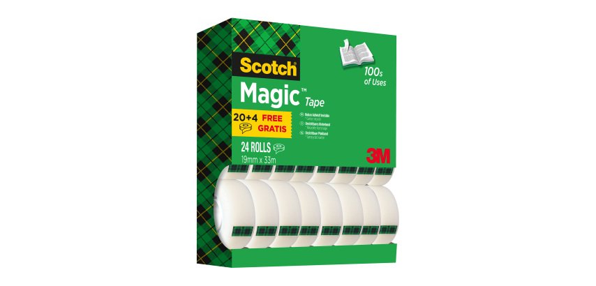 Pack 20 rubans adhésifs Scotch Magic invisible 33 m + 4 OFFERTS