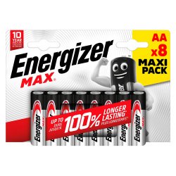 Blister met 8 alcalinebatterijen Energizer Max LR6 AA