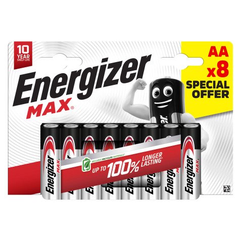 Energizer Max - Pack de 8 piles Alcalines AA/LR06 - 1,5 V