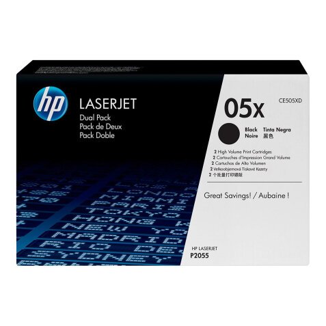 Pack de 2 toners HP 05XD noir