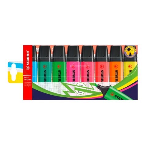 Subrayador Fluorescente STABILO Boss Original - Bolsa 8 colores surtidos