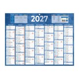Calendrier semestriel mural 2027 - bleu - 32 x 42 cm - 7 mois