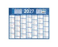 Calendrier semestriel mural 2027 - bleu - 32 x 42 cm - 7 mois
