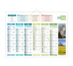 Calendrier semestriel mural 2026 - 4 saisons - 40,5 x 55 cm