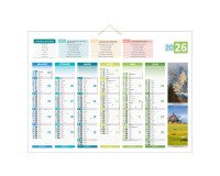 Calendrier semestriel mural 2026 - 4 saisons - 40,5 x 55 cm