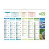 Calendrier semestriel mural 2027 - 4 saisons - 40,5 x 55 cm