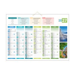 Calendrier semestriel mural 2027 - 4 saisons - 40,5 x 55 cm
