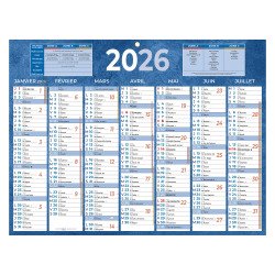 Calendrier semestriel mural 2026 - 32 x 42 cm - 7 mois