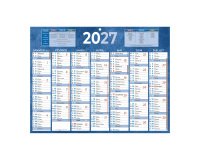Calendrier semestriel mural 2027 - 32 x 42 cm - bleu