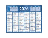 Calendrier semestriel mural année 2026 - 13,5 x 17,5 cm