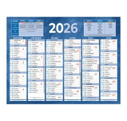 Calendrier semestriel mural année 2026 - 13,5 x 17,5 cm