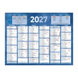 Calendrier semestriel mural année 2027 - bleu - 13,5 x 17,5 cm