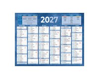 Calendrier semestriel mural année 2027 - 13,5 x 17,5 cm - bleu