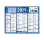 Calendrier semestriel mural année 2027 - 13,5 x 17,5 cm