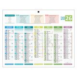 Calendrier semestriel mural 2026 - 4 saisons - 21 x 26,5 cm