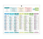 Calendrier semestriel mural 4 saisons 2026 - 26,5 x 21 cm