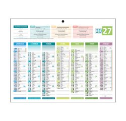 Calendrier semestriel mural 4 saisons 2027 - 26,5 x 21 cm