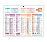 Calendrier semestriel mural 4 saisons 2026 - 26,5 x 21 cm