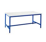 Poste de travail debout L 200 x P 100 cm plateau gris - piétement bleu