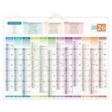 Calendrier annuel mural 2026 - 12 mois recto 4 saisons / carte Europe verso - 43 x 55 cm