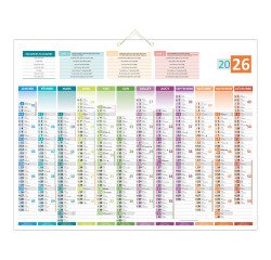 Calendrier Annuel mural 2026 - Verso carte Europe - 55 x 43 cm