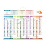 Calendrier annuel mural 2027 - 12 mois recto 4 saisons / carte Europe verso - 43 x 55 cm