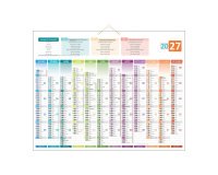 Calendrier annuel mural 2027 - 12 mois recto 4 saisons / carte Europe verso - 43 x 55 cm