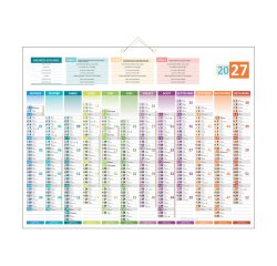 Calendrier Annuel mural 2027 - Verso carte Europe - 55 x 43 cm