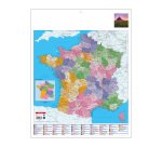 Calendrier annuel mural 2027 - carte France - 55 x 43 cm