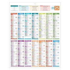 Calendrier annuel mural 2025 - carte France - 55 x 43 cm