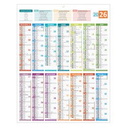 Calendrier annuel mural 2026 - carte France - 55 x 43 cm
