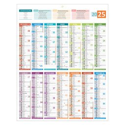 Calendrier annuel mural 2025 - carte France - 55 x 43 cm