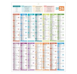 Calendrier annuel mural 2026 - carte France - 55 x 43 cm