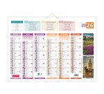 Calendrier semestriel mural 2026 - 4 saisons - 40,5 x 55 cm