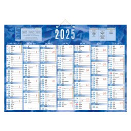 Calendrier semestriel mural 2025 - 38,5 x 54 cm - 7 mois