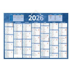 Calendrier semestriel mural 2026 - 38,5 x 54 cm