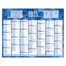 Calendrier semestriel mural année 2025 - 21 x 26,5 cm - 7 mois