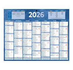 Calendrier semestriel mural année 2026 - 21 x 26,5 cm