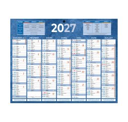 Calendrier semestriel mural année 2027 - 21 x 26,5 cm