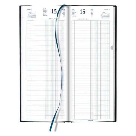 Agenda journalier Brepols Euros / Centimes Banquier Long 2 - année 2026 - 14,3 x 33 cm noir