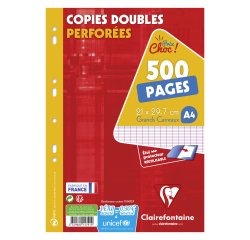 Copias dobles 500 páginas séyès 90g formato A4 21 x 29,7 cm Metric Clairefontaine - perforadas