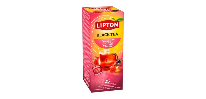 Schwarzer Tee mit roten Früchten von Lipton - Packung mit 25 Frischebeuteln
