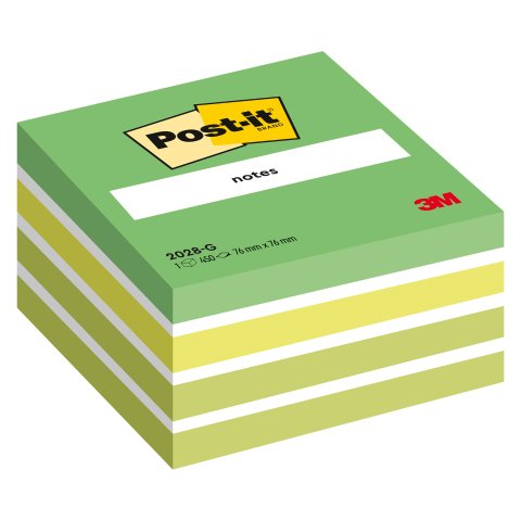 Cubo de notas colores pastel Post-it 76 x 76 mm 450 hojas Verde