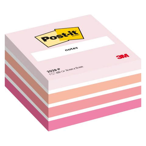 Cubo de notas colores pastel Post-it 76 x 76 mm 450 hojas Rosa